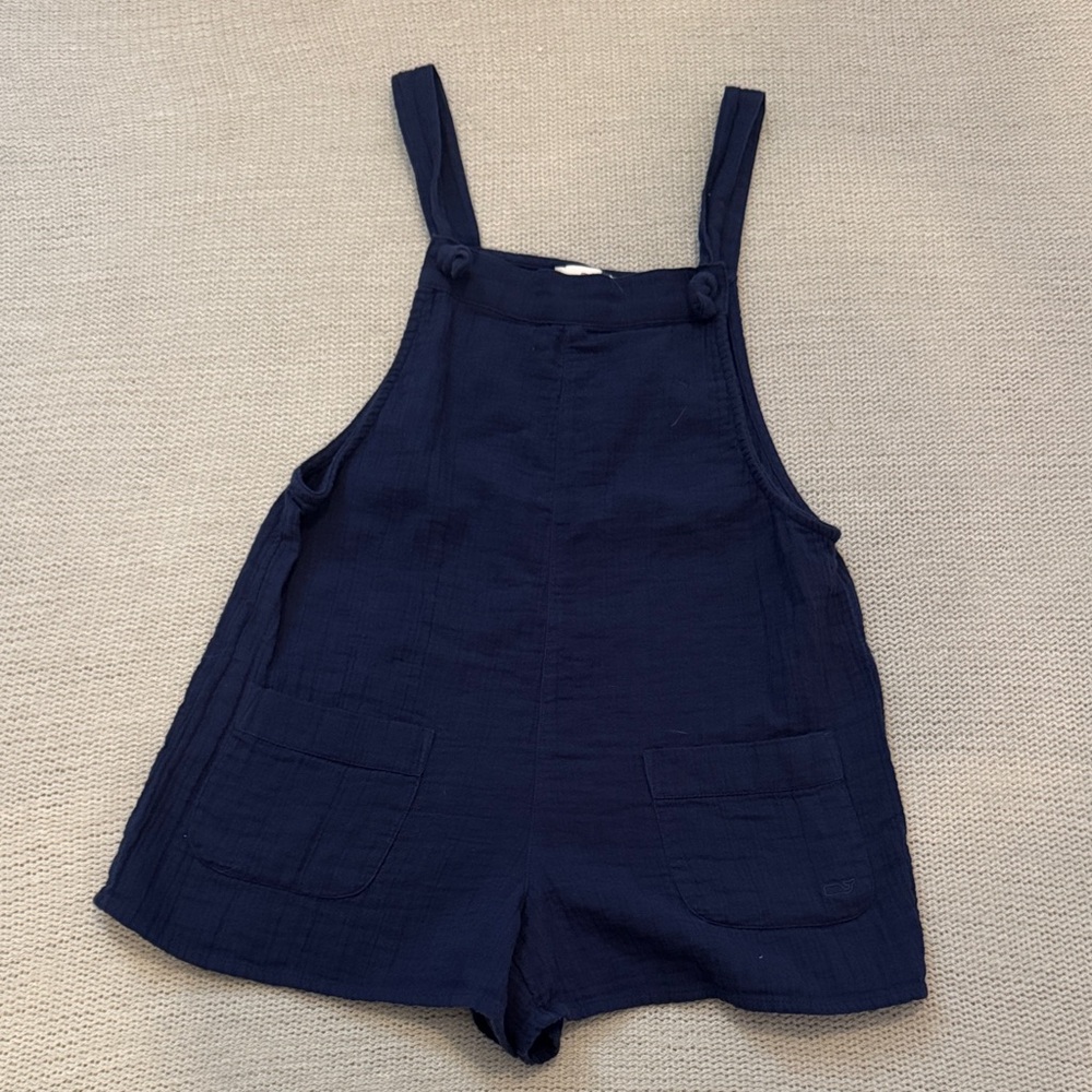 Vineyard Vines Girls Navy Romper Medium 10-12 | Knot Strap Shorts